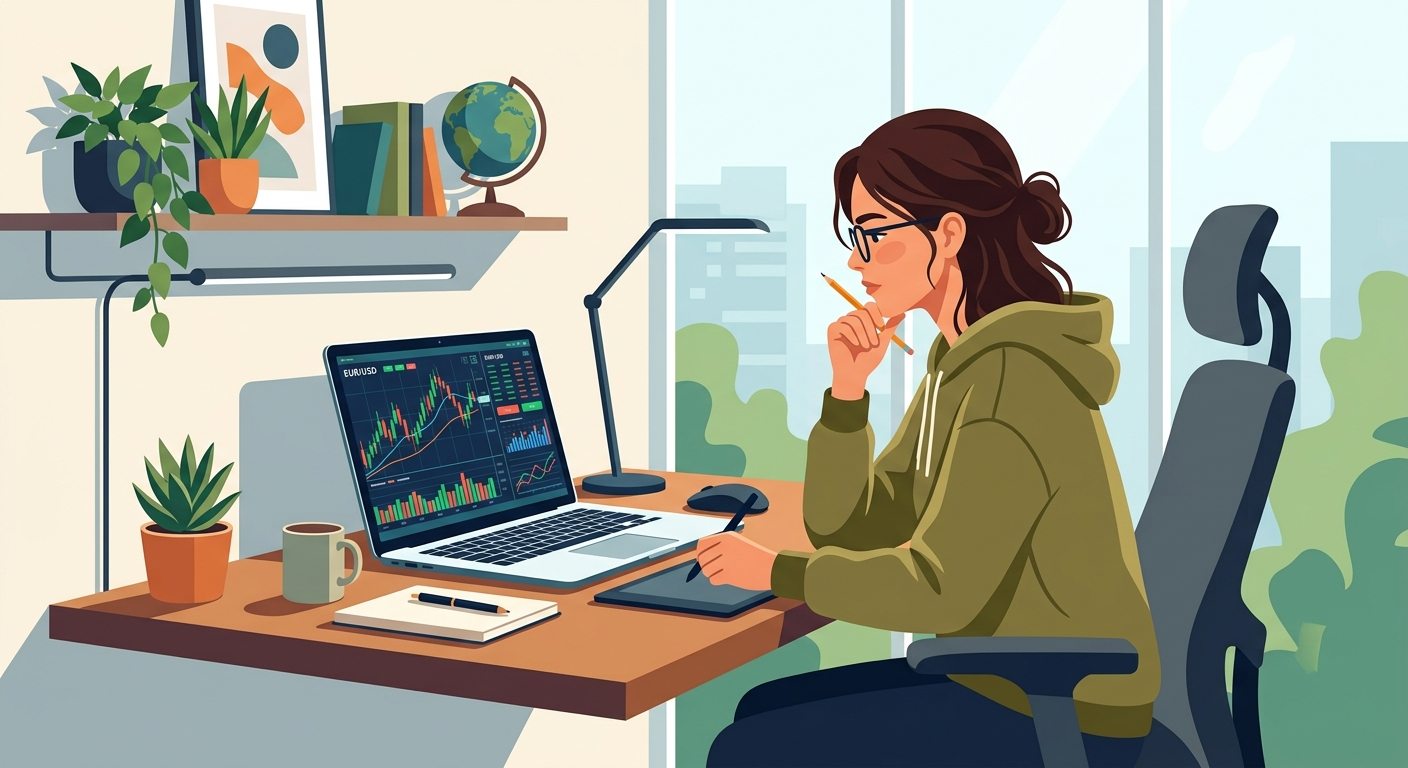 Forex trading candlestick chart with world currency symbols
