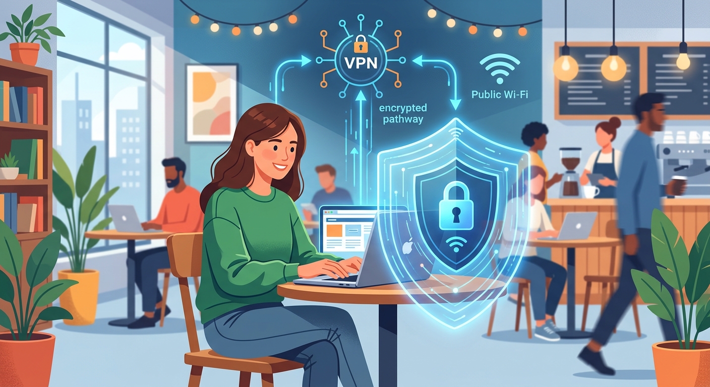 Shield and padlock representing VPN online privacy and security
