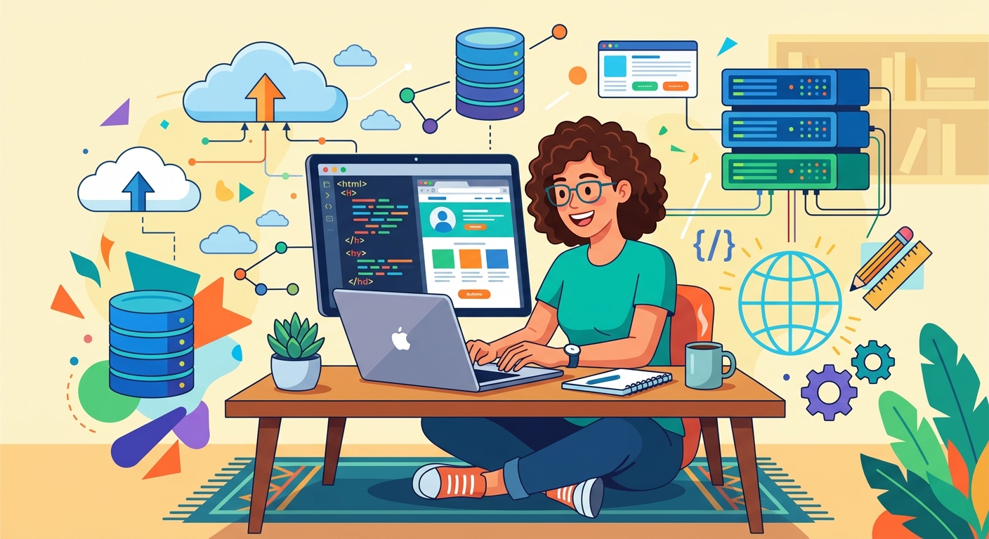 Servers and cloud representing web hosting for a website